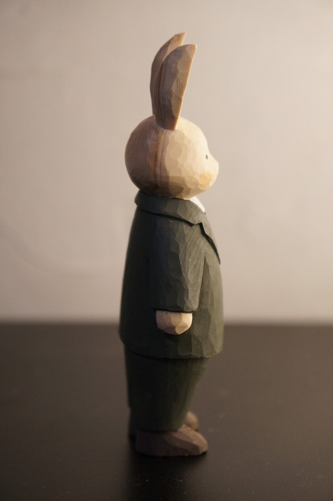 Hand Carved Wooden Rabbit Gentleman Sculpture