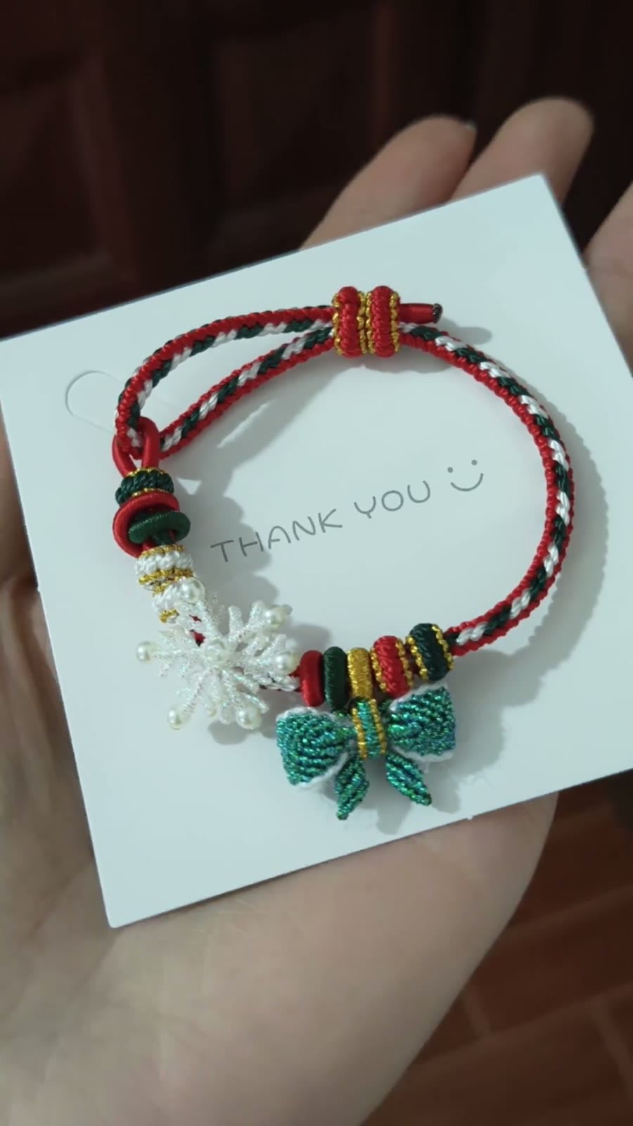 Braccialetto Natale Cordino Intrecciato a Mano Rosso Verde