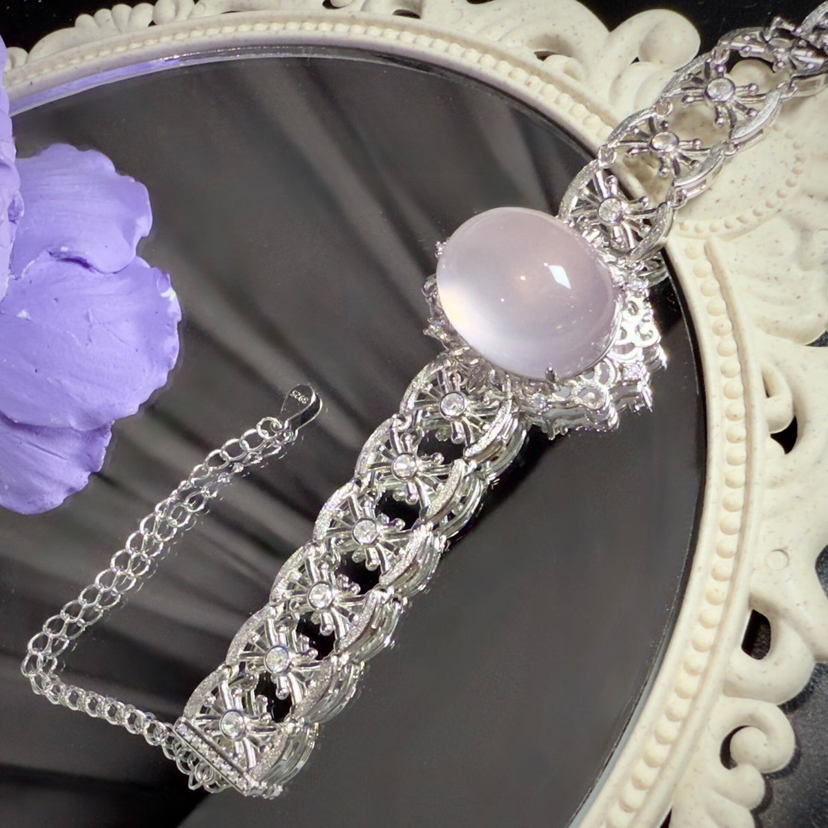Star Rose Quartz Sterling Silver Bracelet