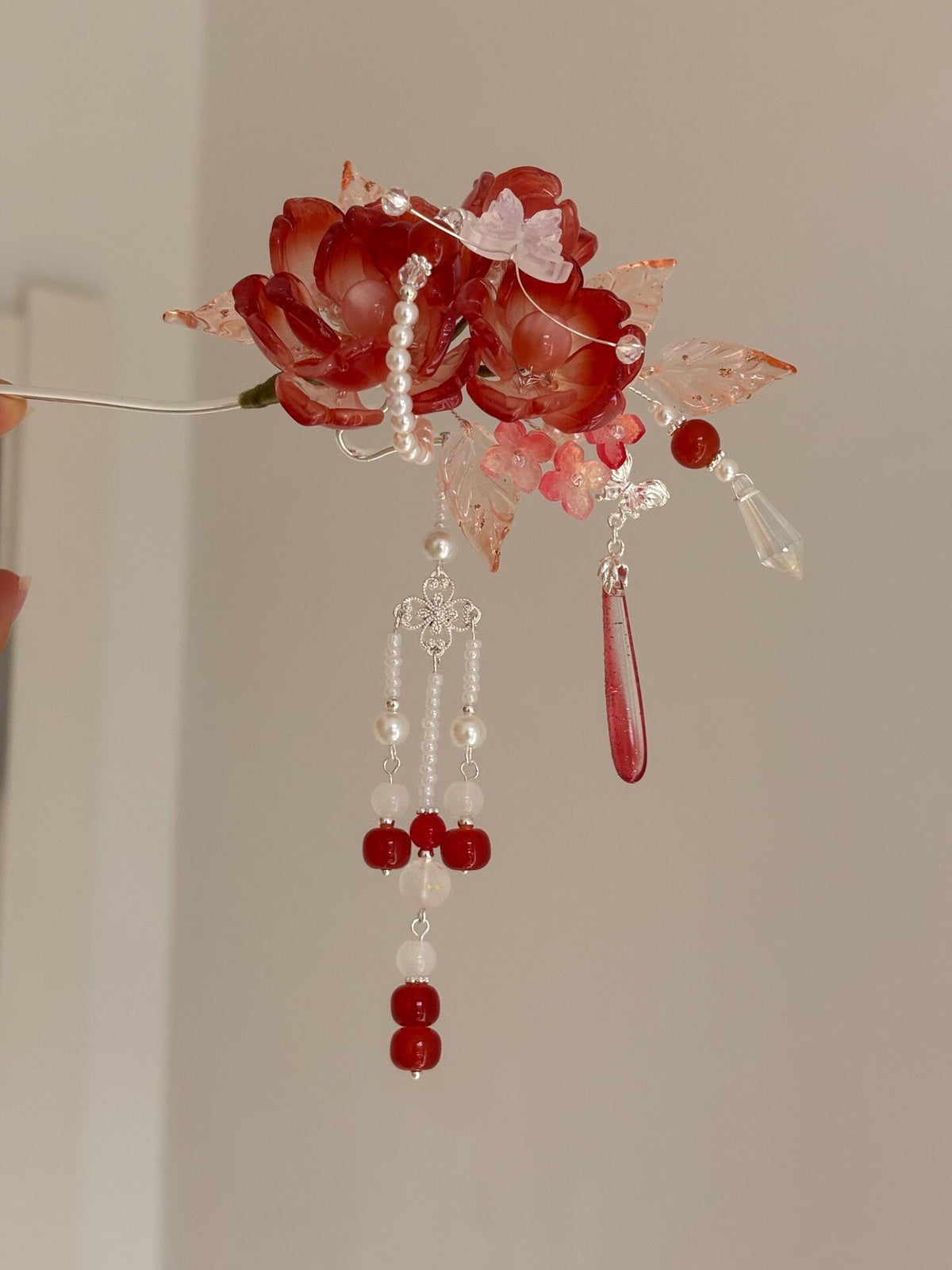 Red Liuli Tassel Buyao Hairpin