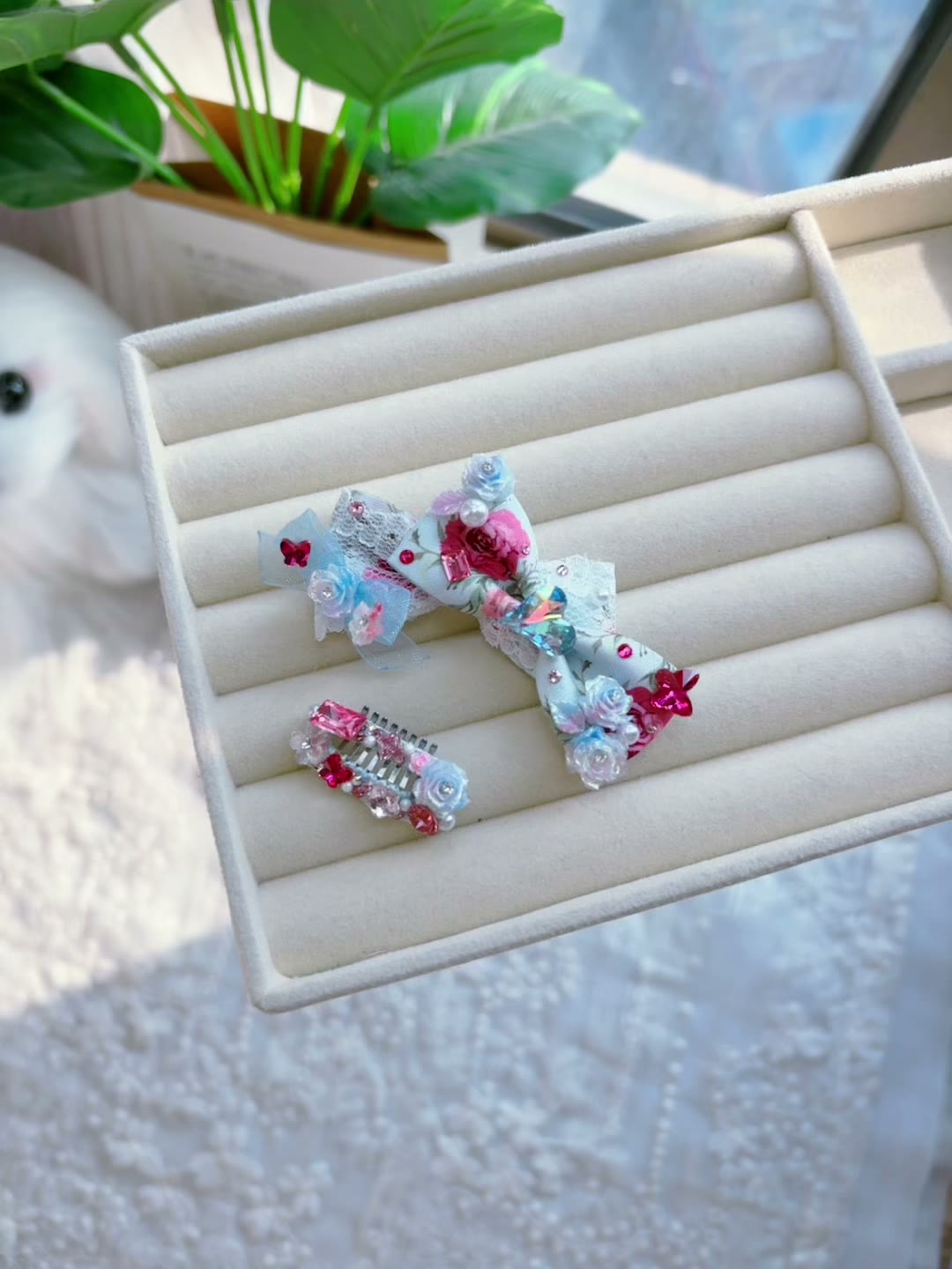 Accesorio para Mascotas con Lazo de Mariposa Hecho a Mano Azul