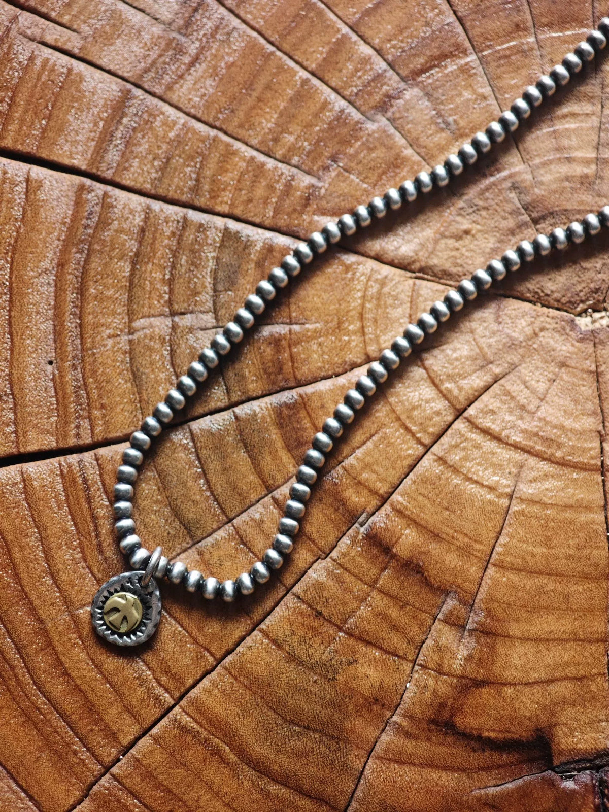 Collana con perle in argento sterling ossidato 4mm 55cm