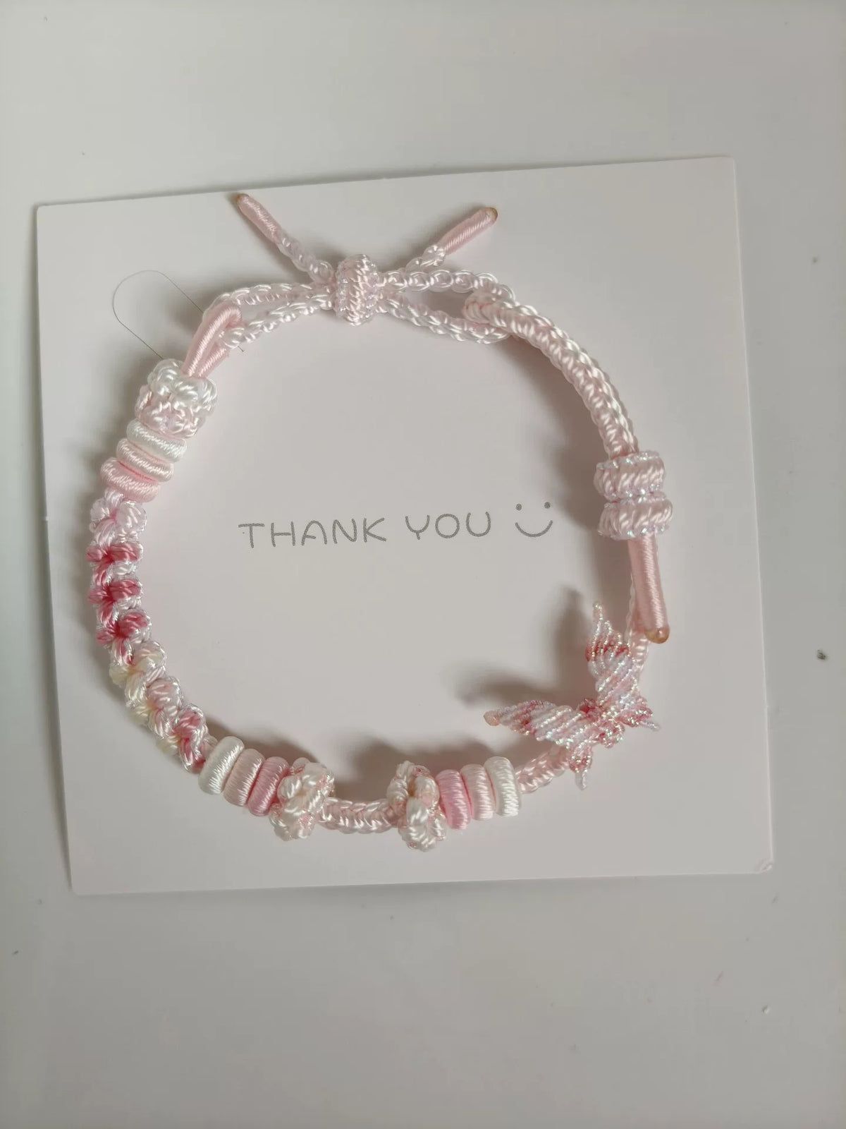 Handgevlochten Koarmband Roze Wit Verloop