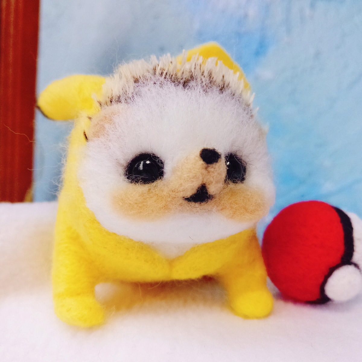 Needle-Felted Hedgehog Pikachu Plush Toy
