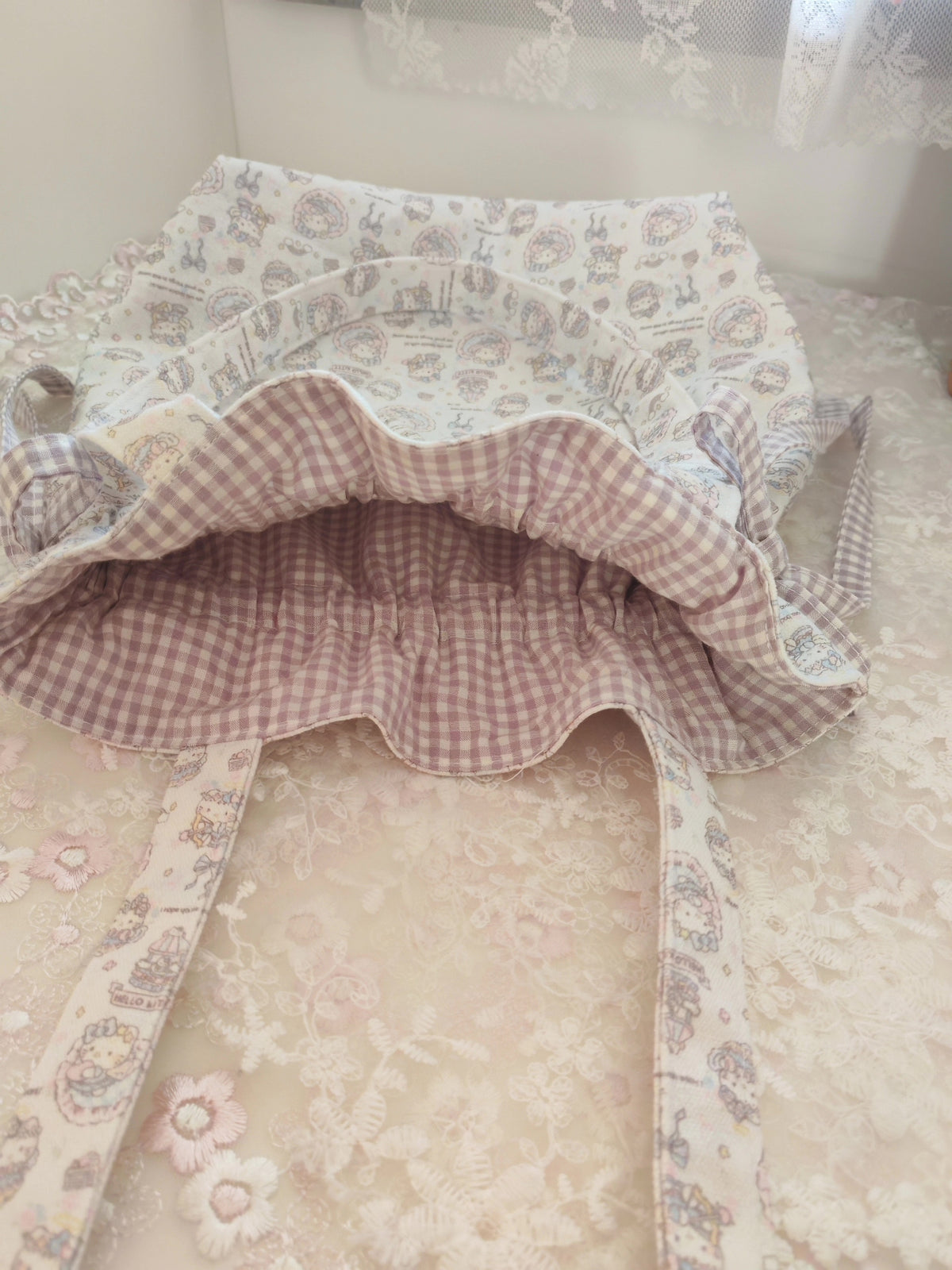 Handmade Cotton Canvas Shoulder Bag with Bow
