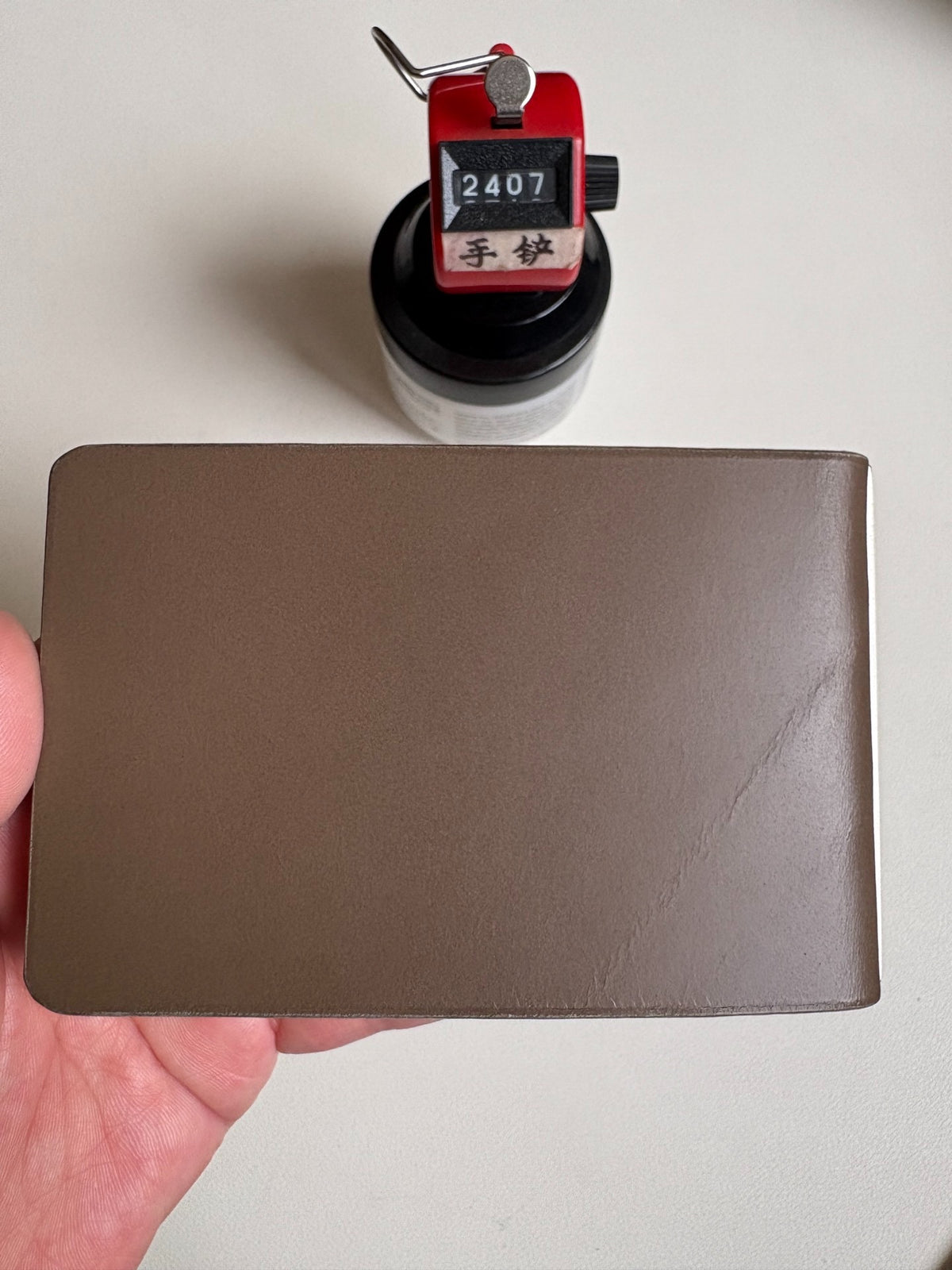 Buttero Leather Binder Six-Ring Khaki Grey