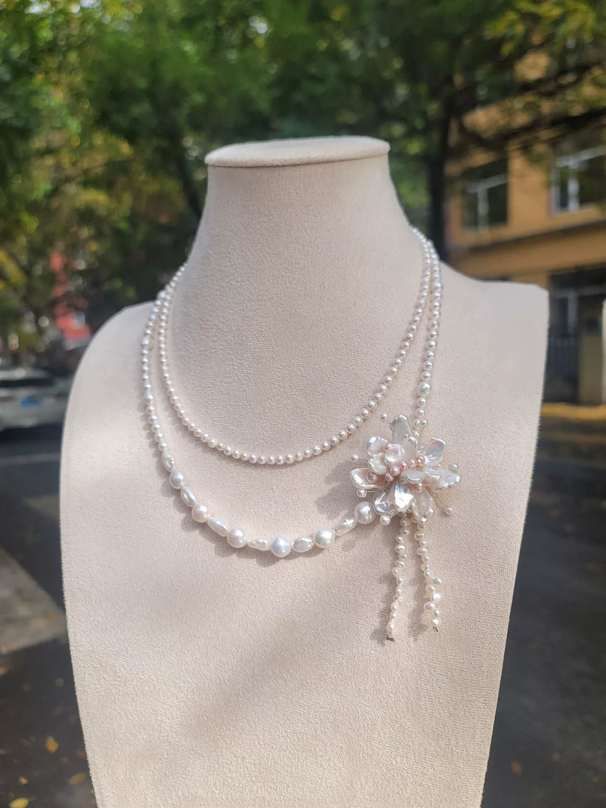 Natural Freshwater Pearl Double Layer Necklace
