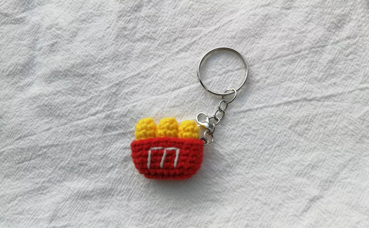 Crochet French Fry Keychain Charm