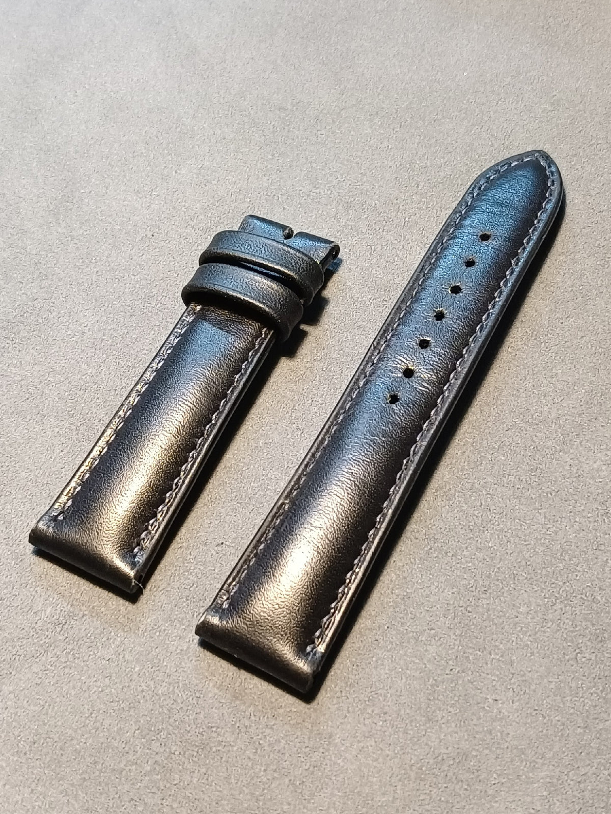 Black Top-Grain Leather Watch Strap 20mm