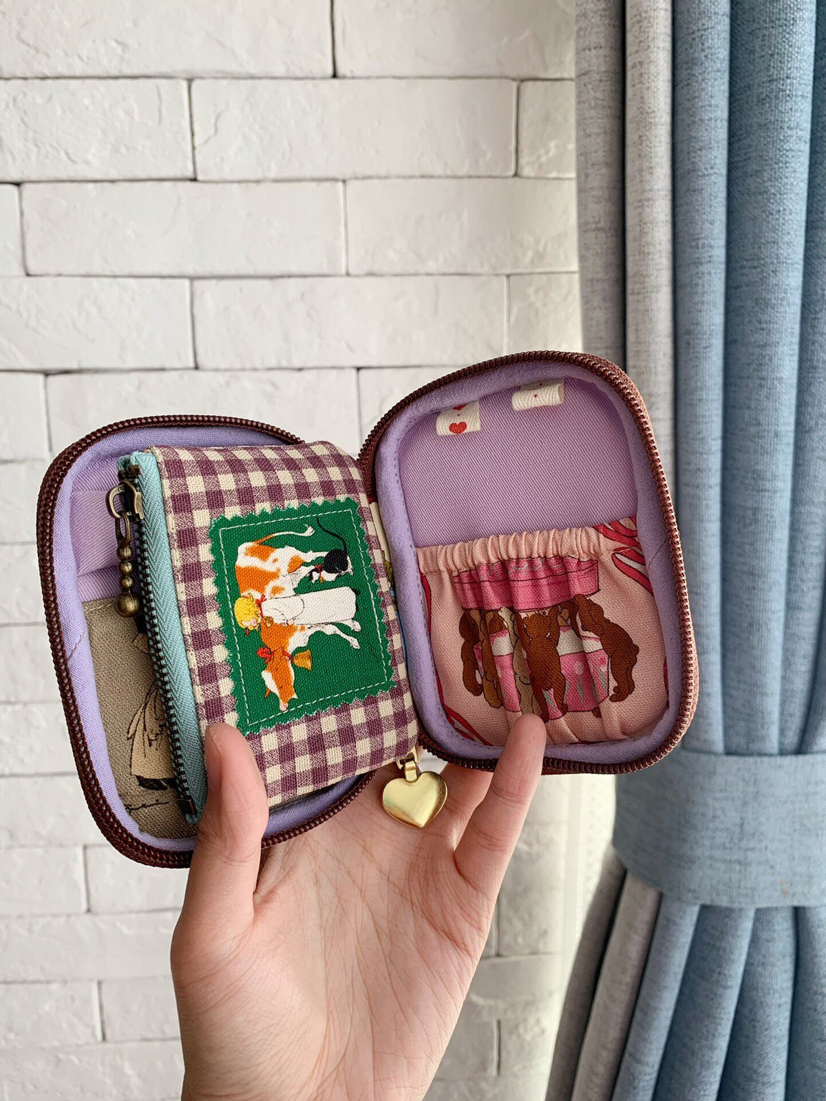Oxford Cloth Pouch with Illustrated Panels