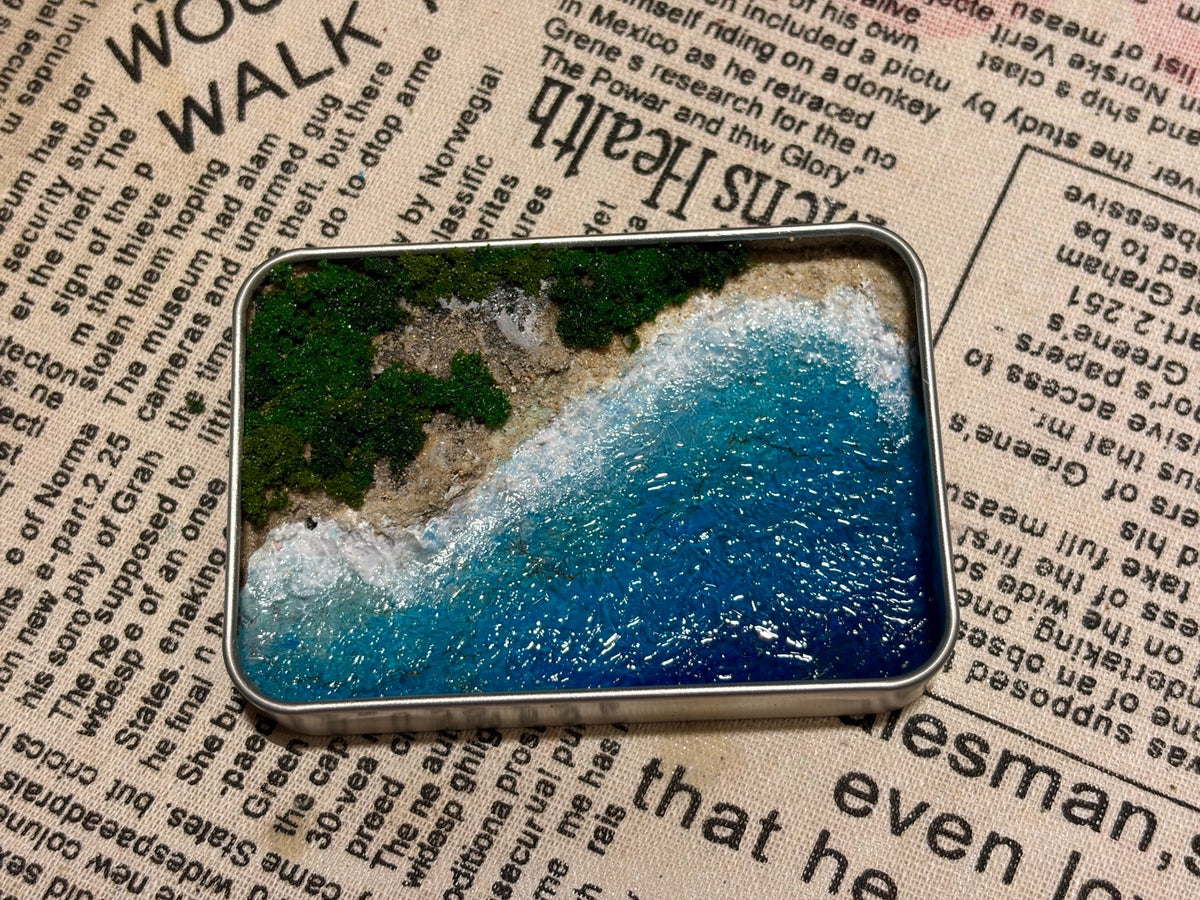 Miniature Coastal Diorama in Metal Tin