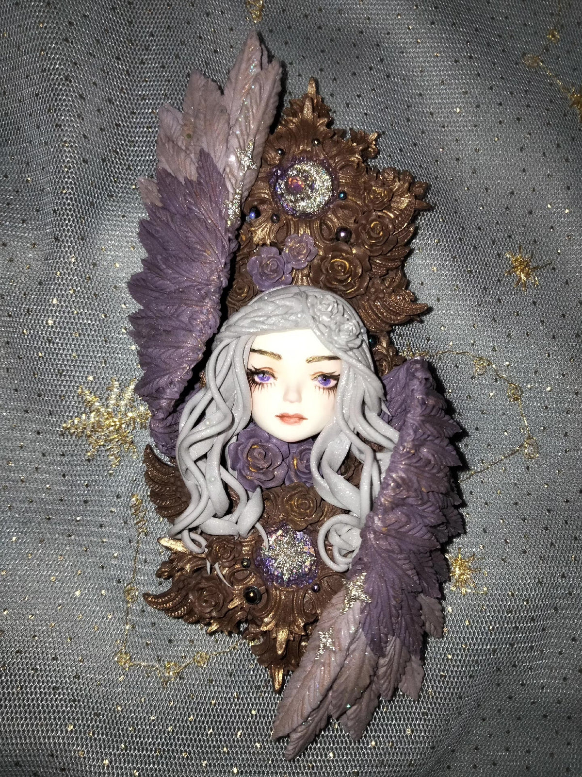 Clay Doll Head Fridge Magnet with Wings
