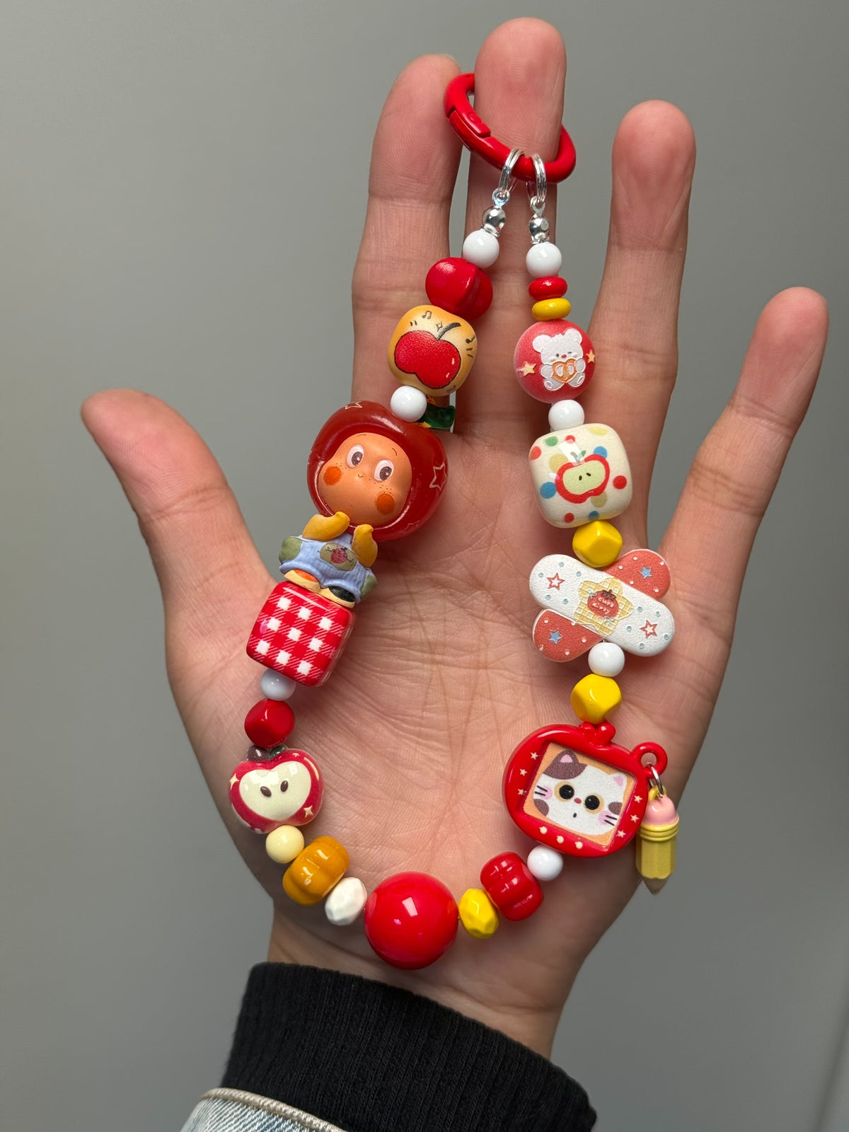 Apple Star Character Beaded Phone Strap