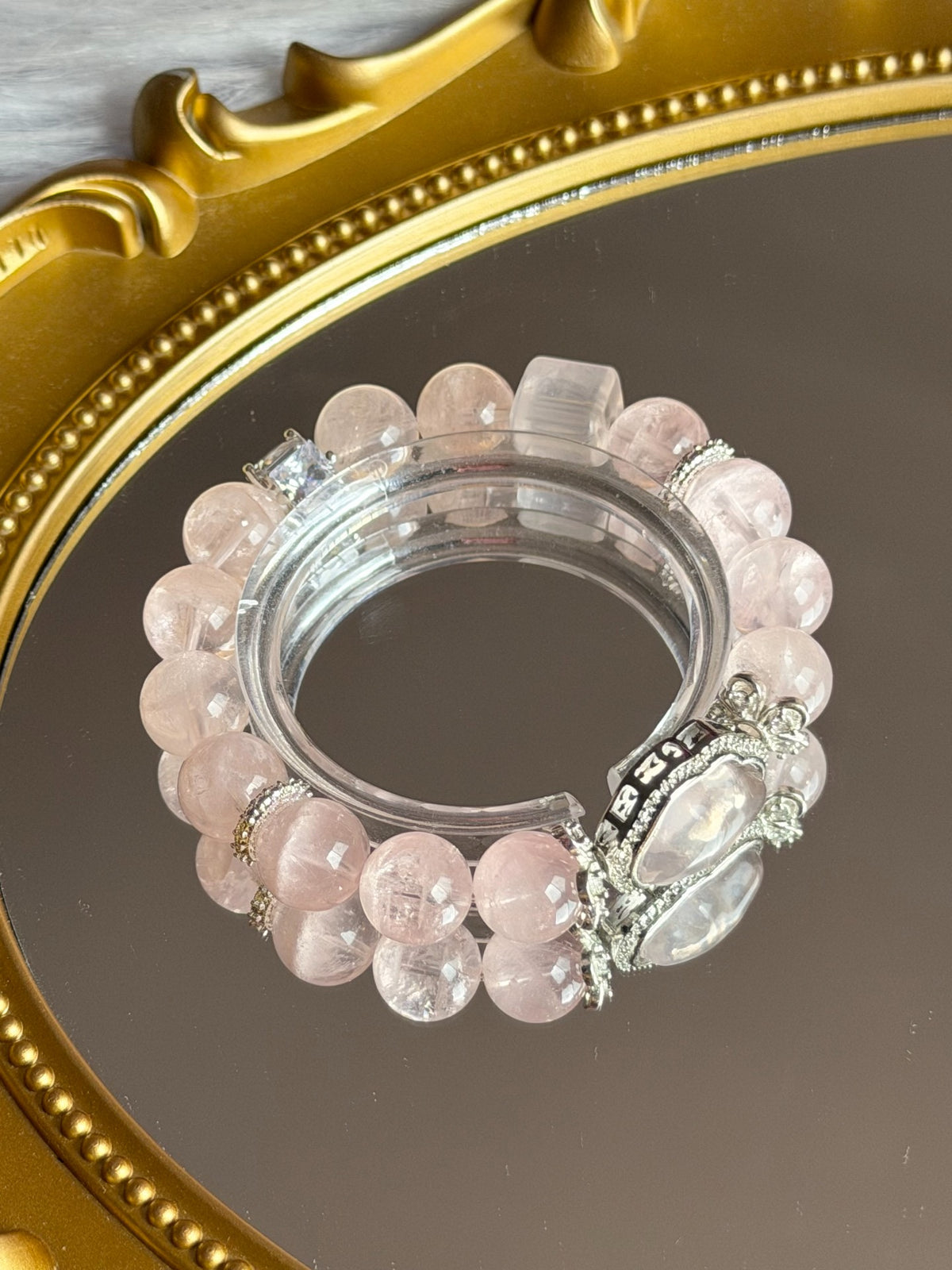 Natuurlijke Rozenkwarts Kralenarmband Pink Phantom