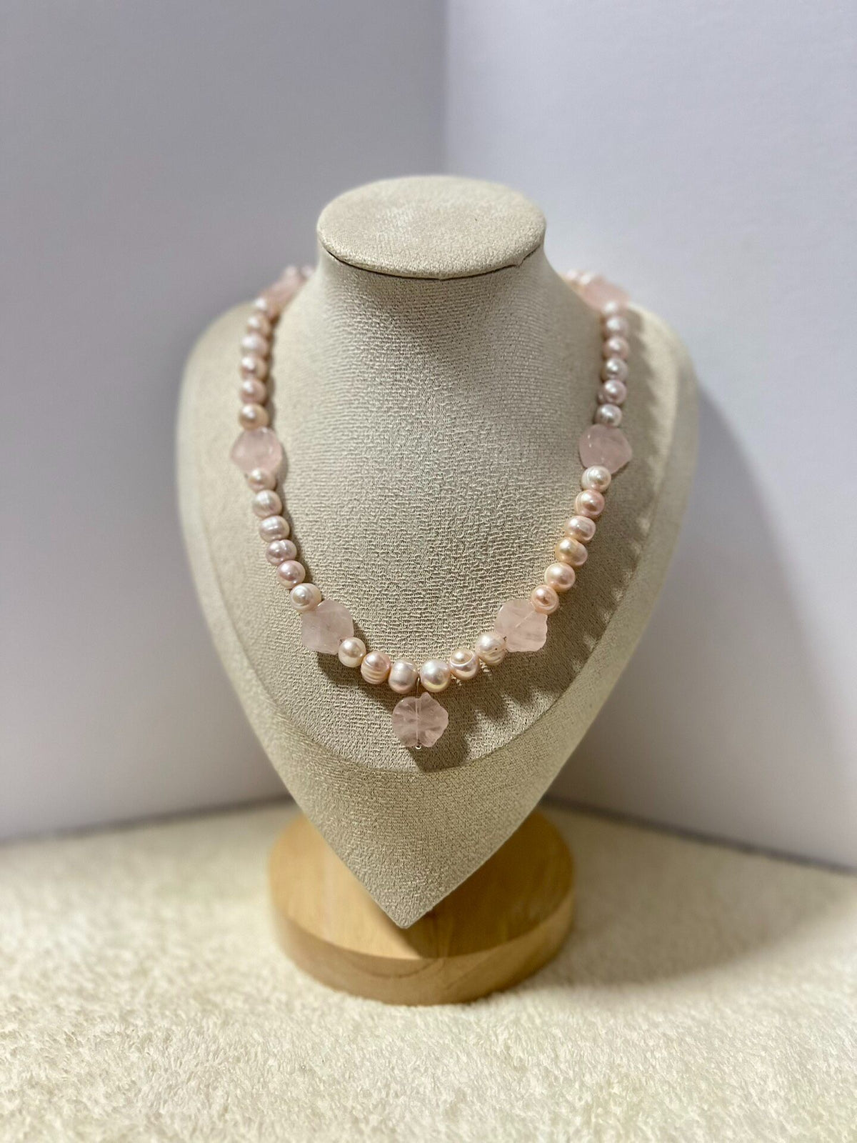 Freshwater Pearl and Pink Quartz Necklace