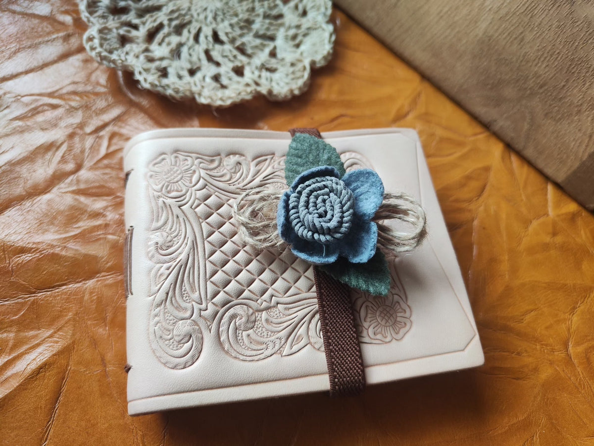 Handcrafted Leather Journal with Carved Floral Cover