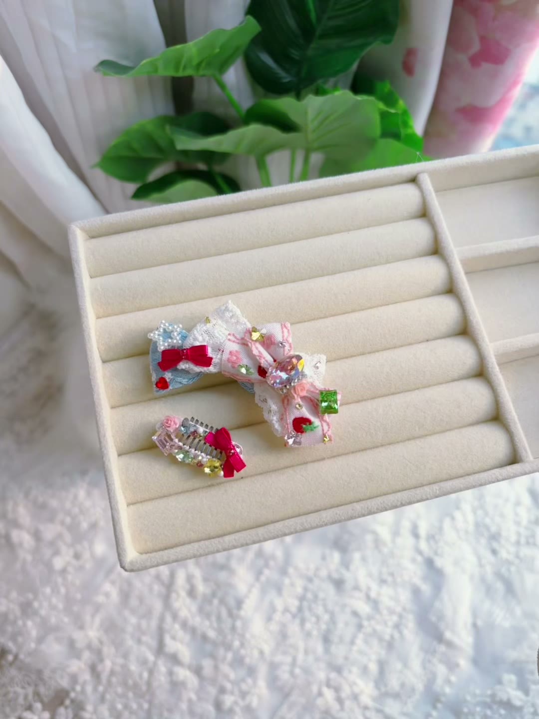 Handcrafted Pet Hair Accessories Denim Set