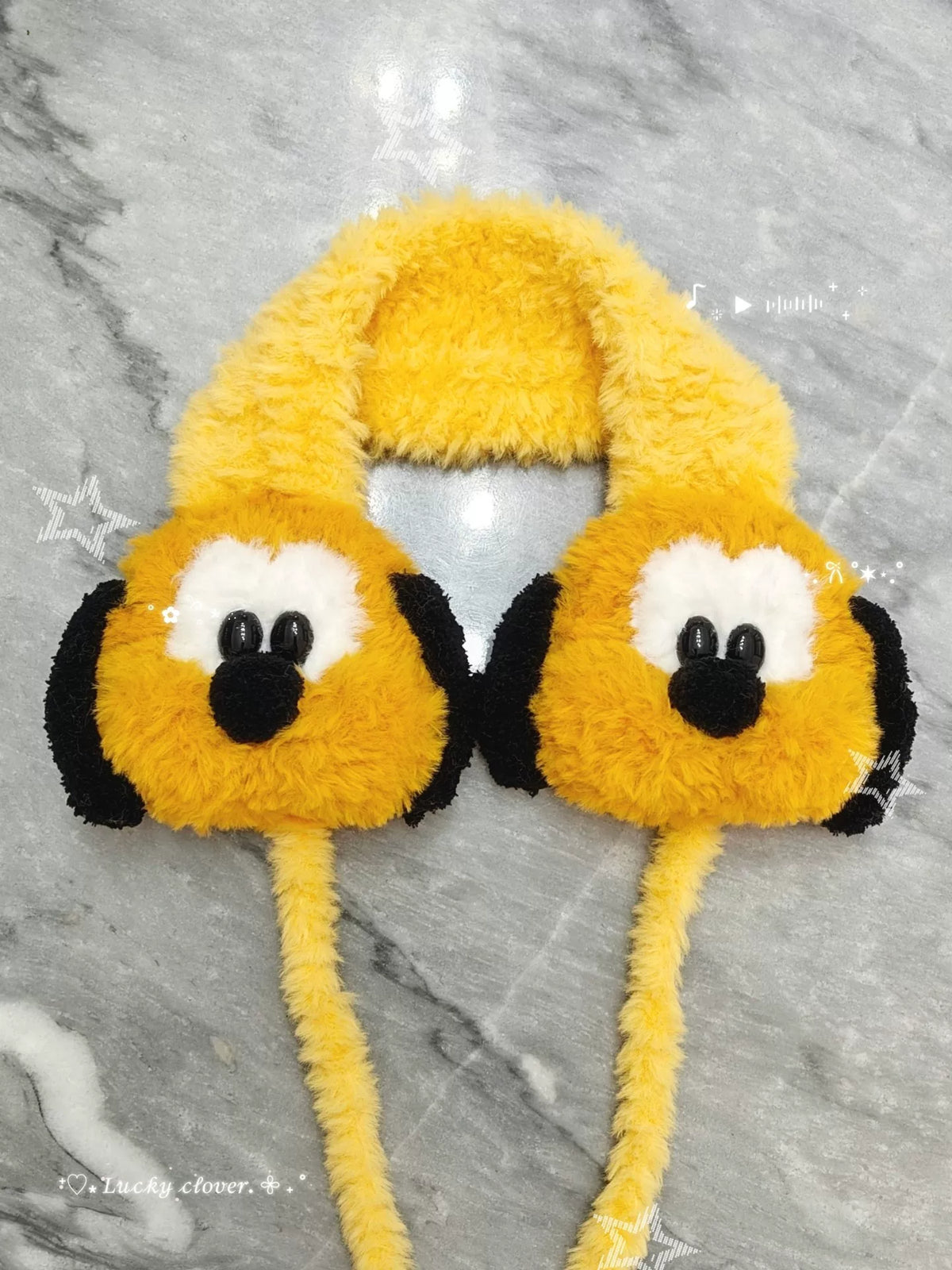 Crocheted Pluto Plush Earmuffs Yellow