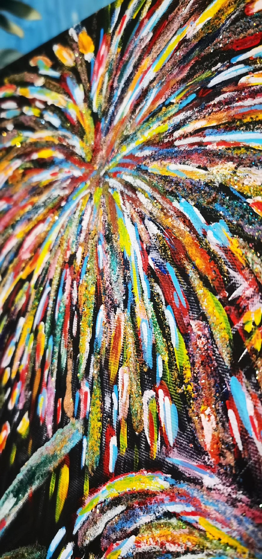 Hand Painted Fireworks Art 30cm Canvas