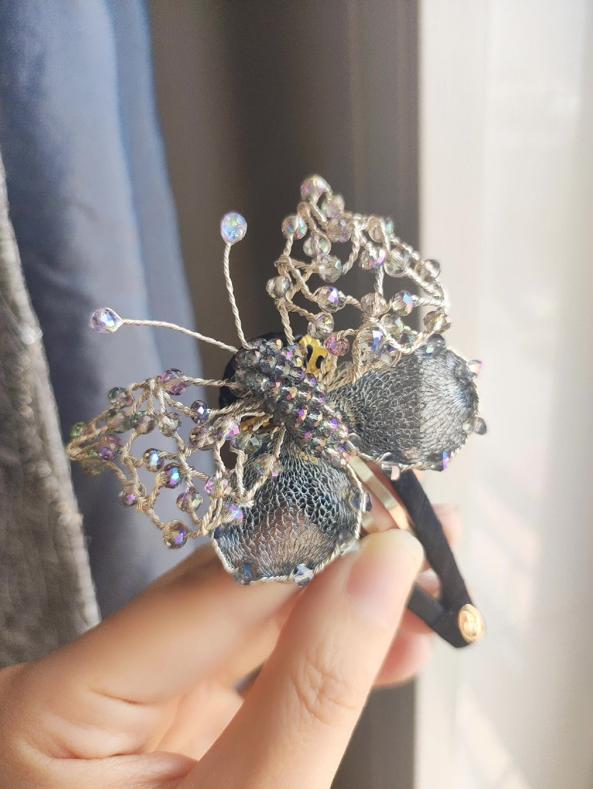 Butterfly BB Clip Iridescent Beaded Hair Accessory