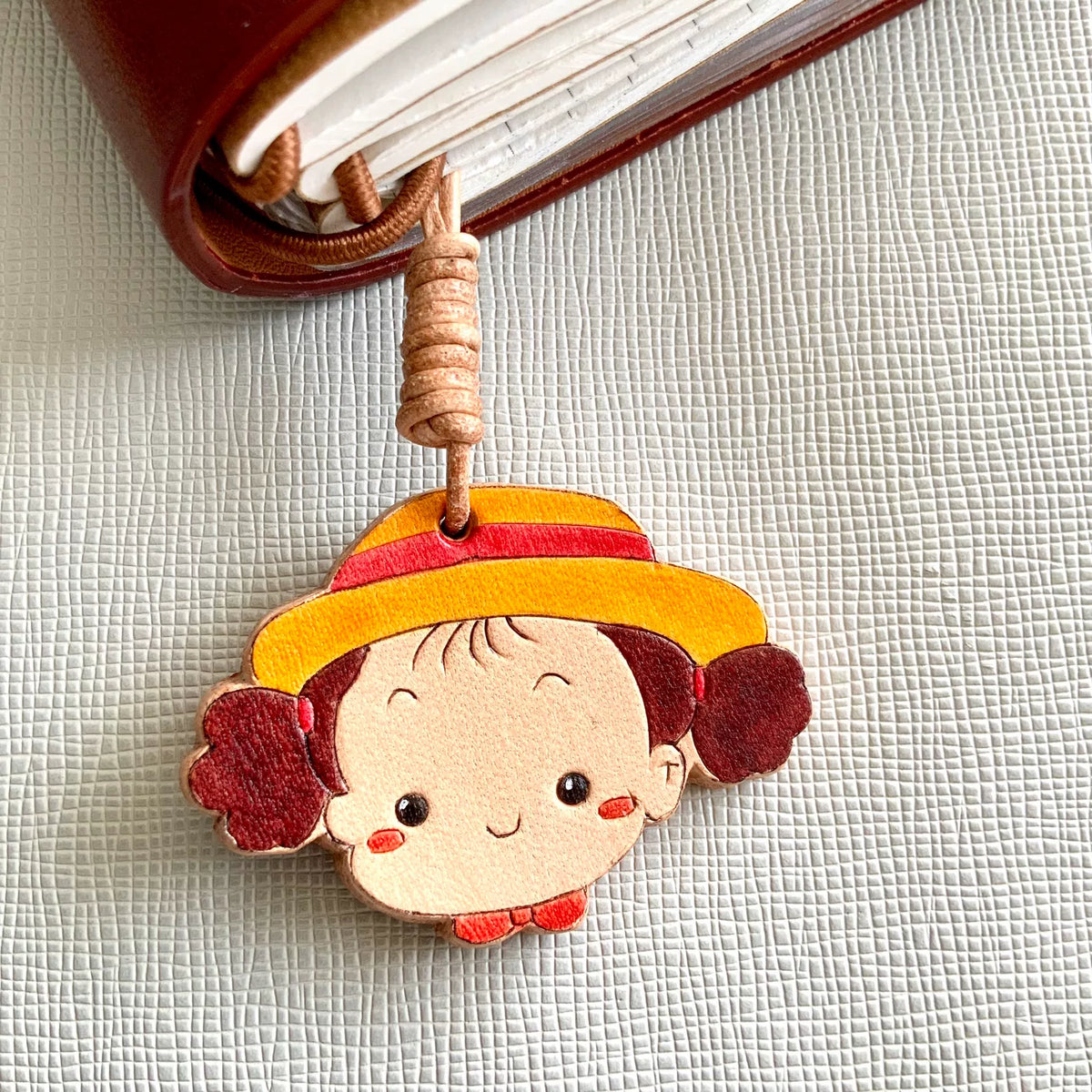 Hand Carved Cowhide Bus Charm Keychain
