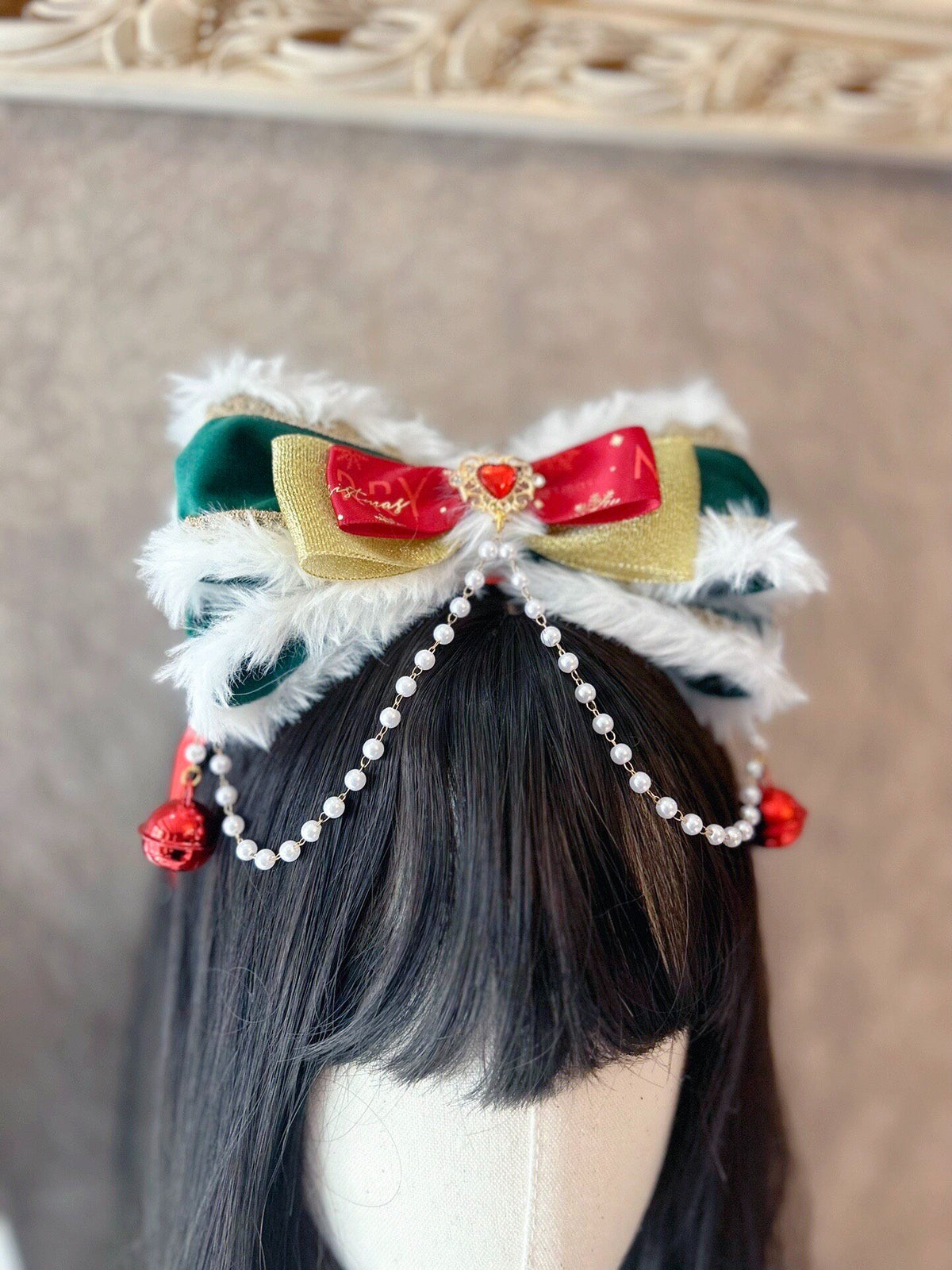 Christmas Bow Headband with Anti-Slip Teeth