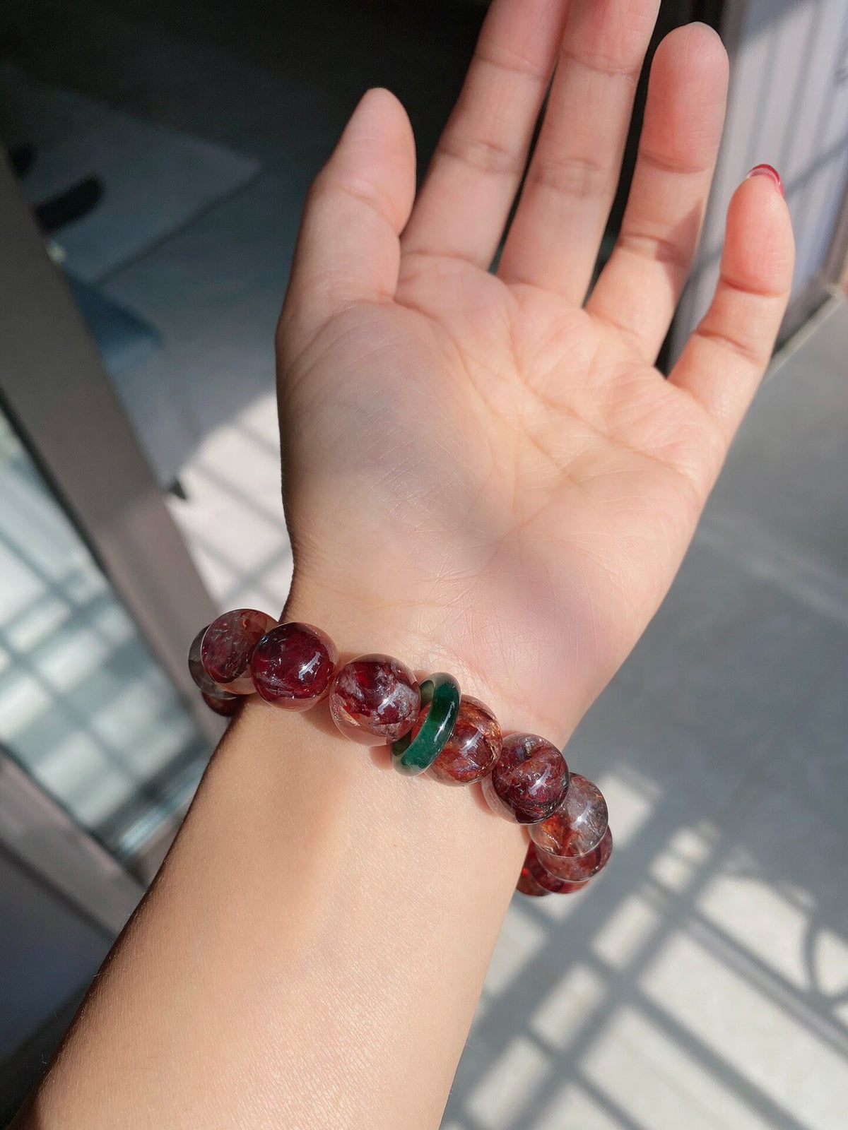 Oxblood Red Phantom Quartz Bracelet 13mm