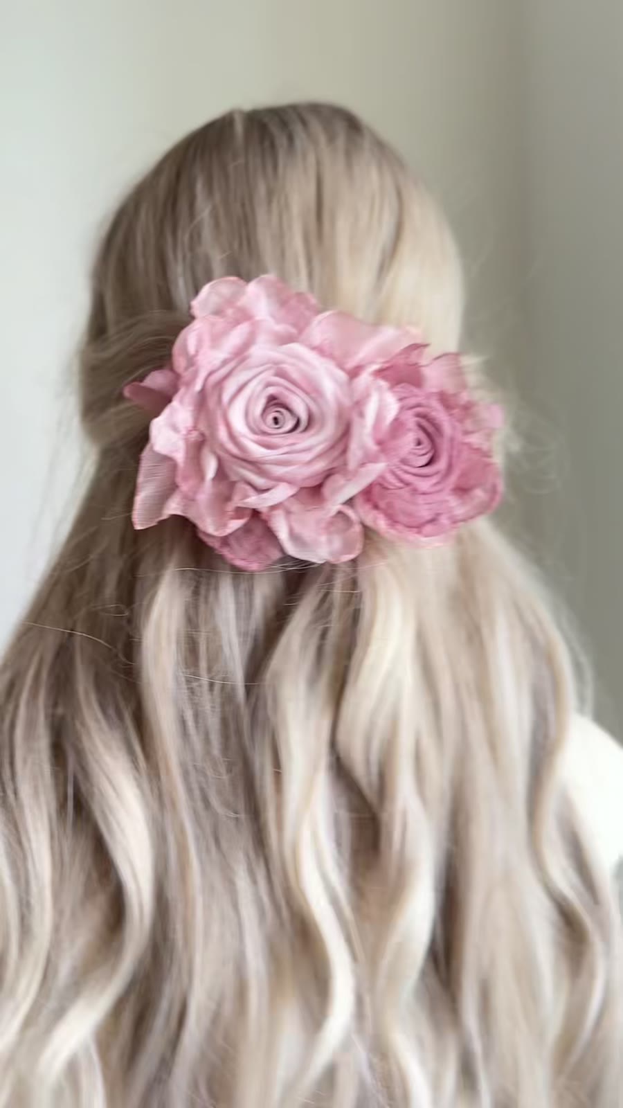 Spring Clip Pink Fabric Rose Hair Accessory