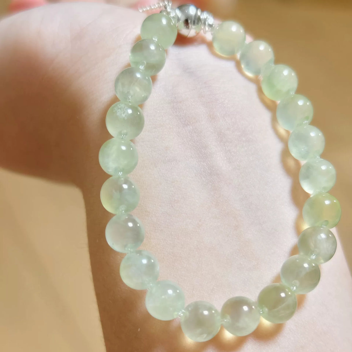 Braccialiale in Prehnite Naturale Verde Pallido