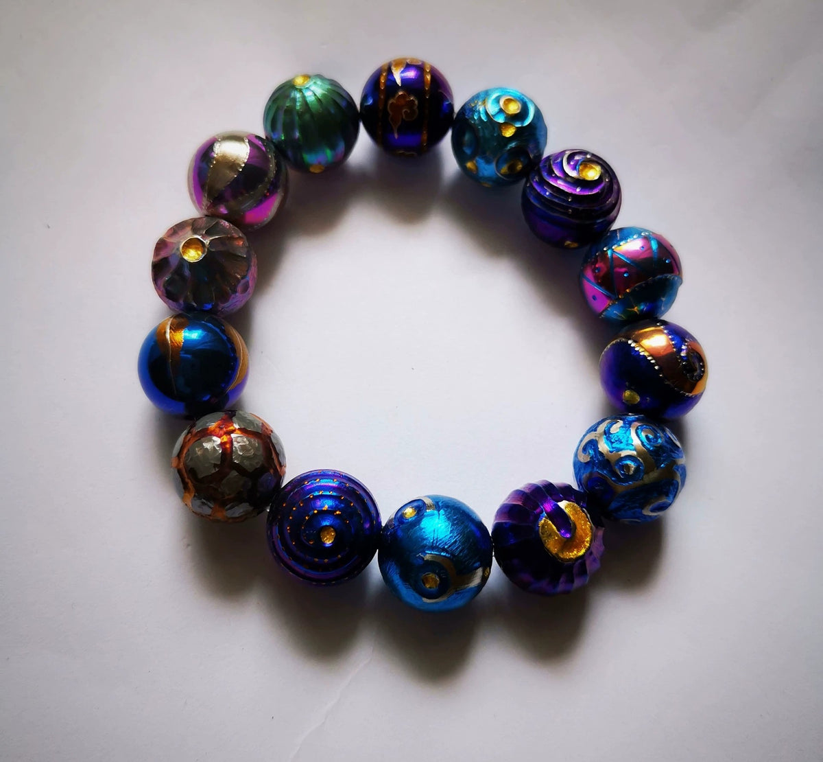 Titanium Alloy Meteorite Bead Bracelet