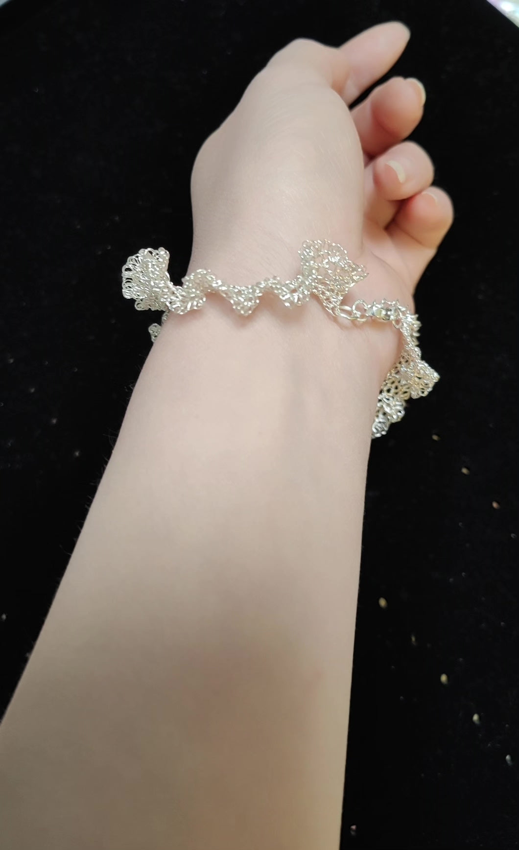 Handcrafted Wire Crochet Bracelet Silver Gold