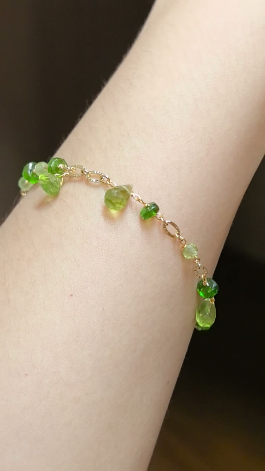 Peridot Diopside Gold Filled Bracelet