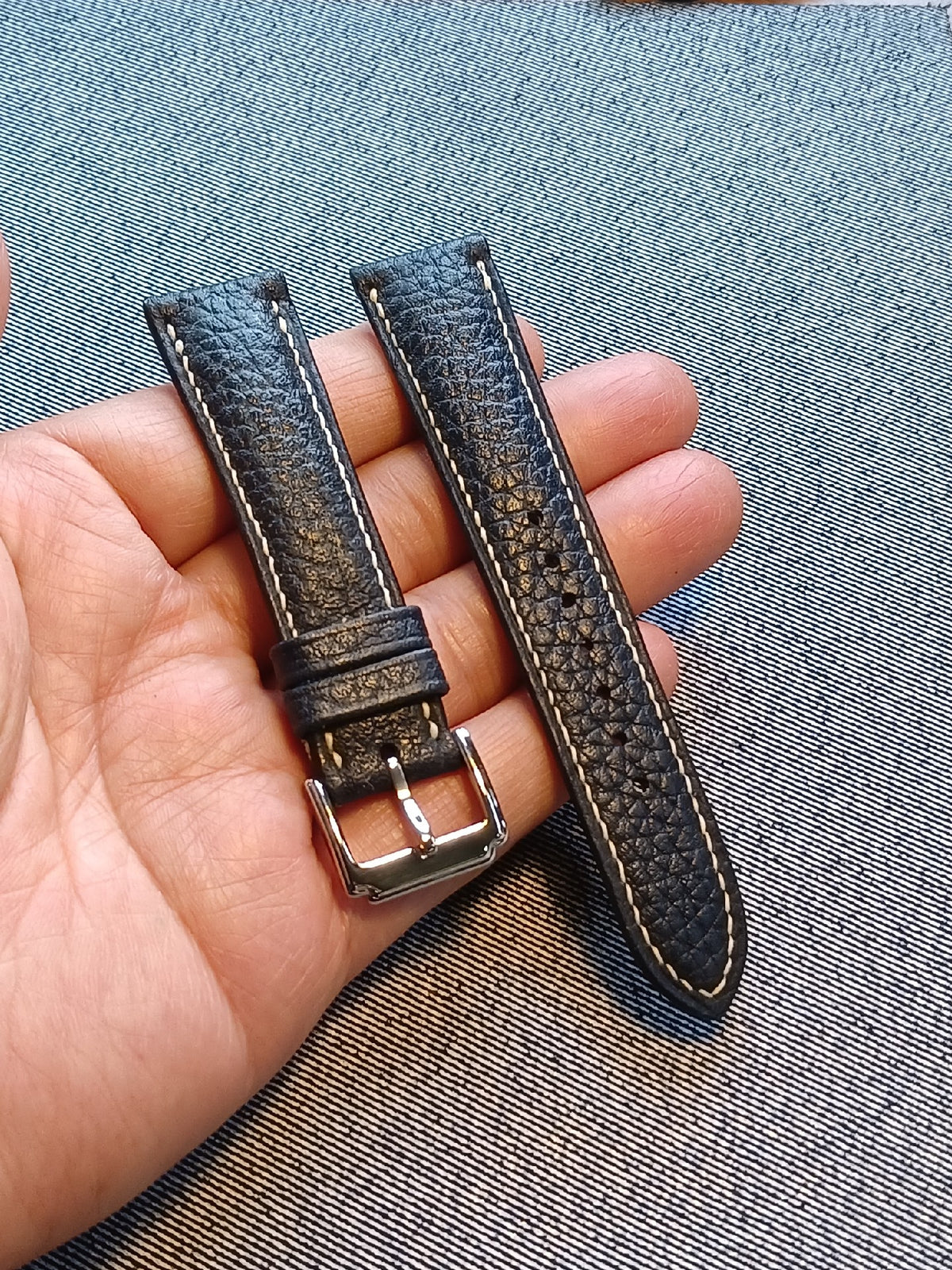 Navy Leather Watch Strap 20mm