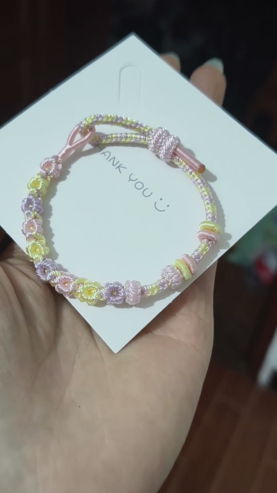 Bracelet tissé à la main dégradé rose et lavande