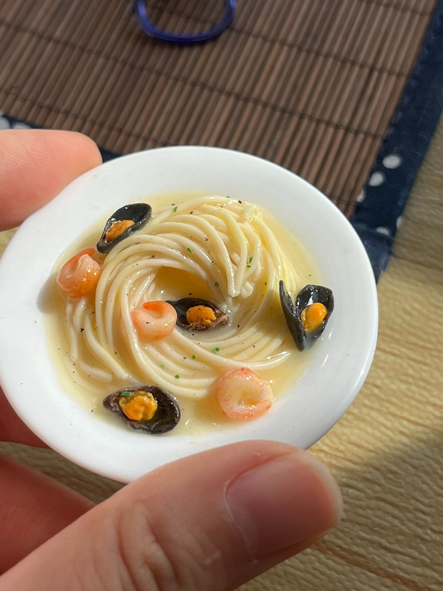 Miniature Seafood Pasta in Scalloped Bowl