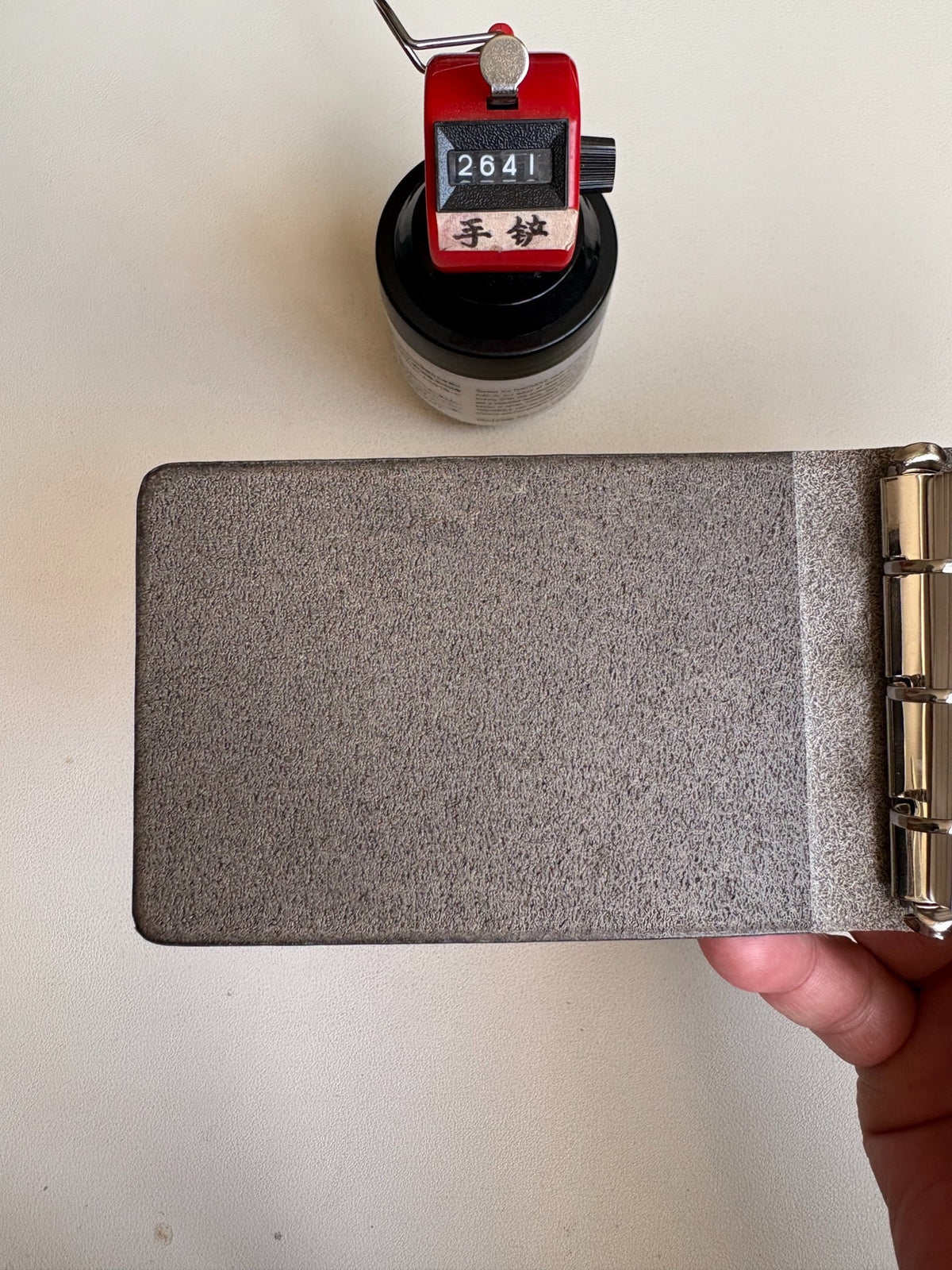 Handmade Leather Notebook Cover A9 Khaki Grey