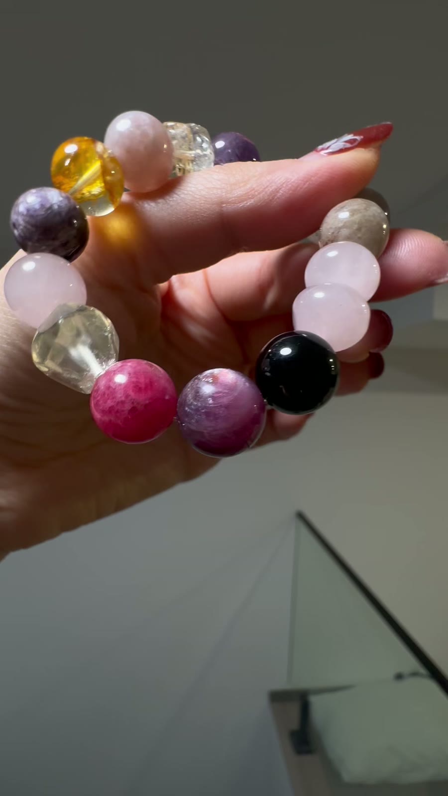 Multi Gemstone Beaded Bracelet Rose Quartz Amethyst