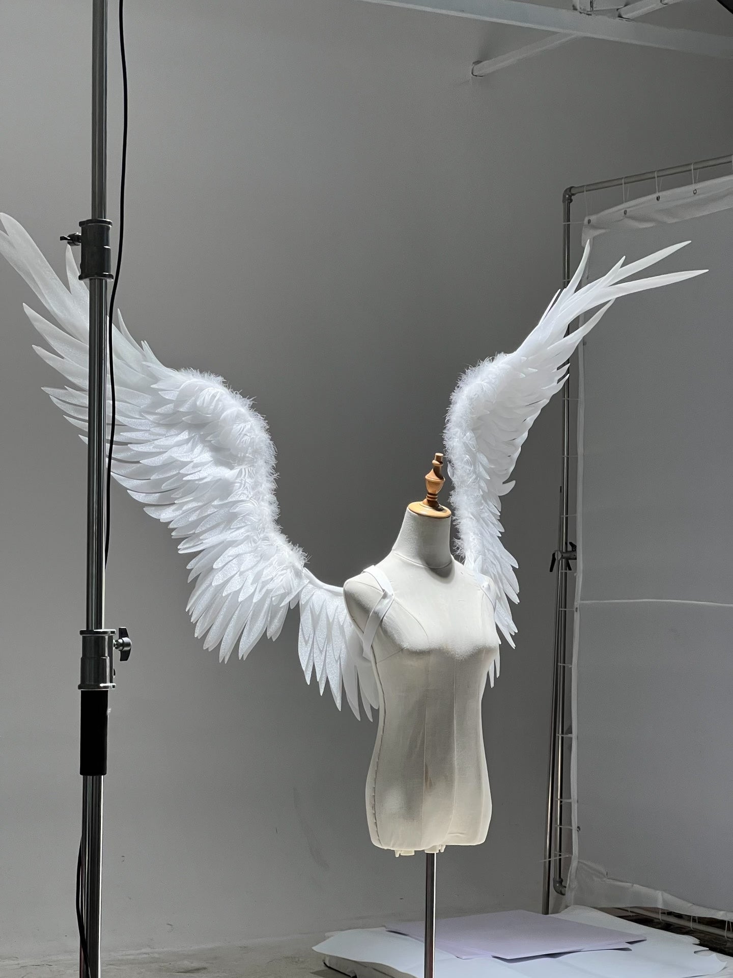 Large White Angel Wings with Articulated Wire Frame