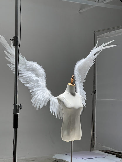 Large White Angel Wings with Articulated Wire Frame