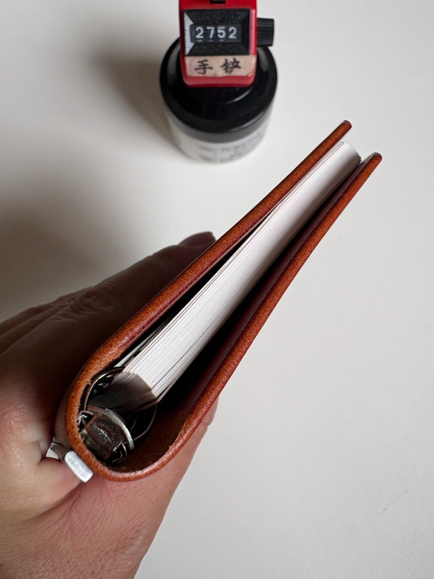 A7 13-Ring Leather Notebook Cover with Metal Binding