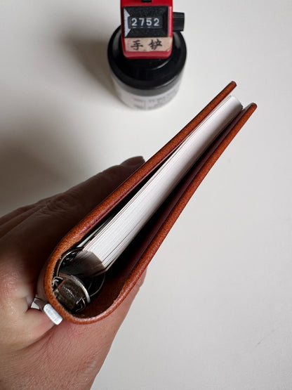 A7 13-Ring Leather Notebook Cover with Metal Binding
