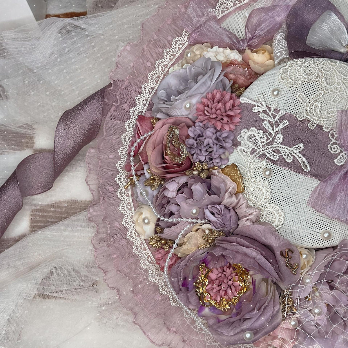 Lolita Bonnet with Purple Lace Trim