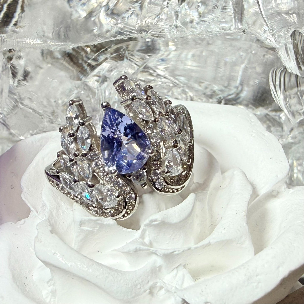 Natural Tanzanite Blue Purple Wing 925 Silver Ring