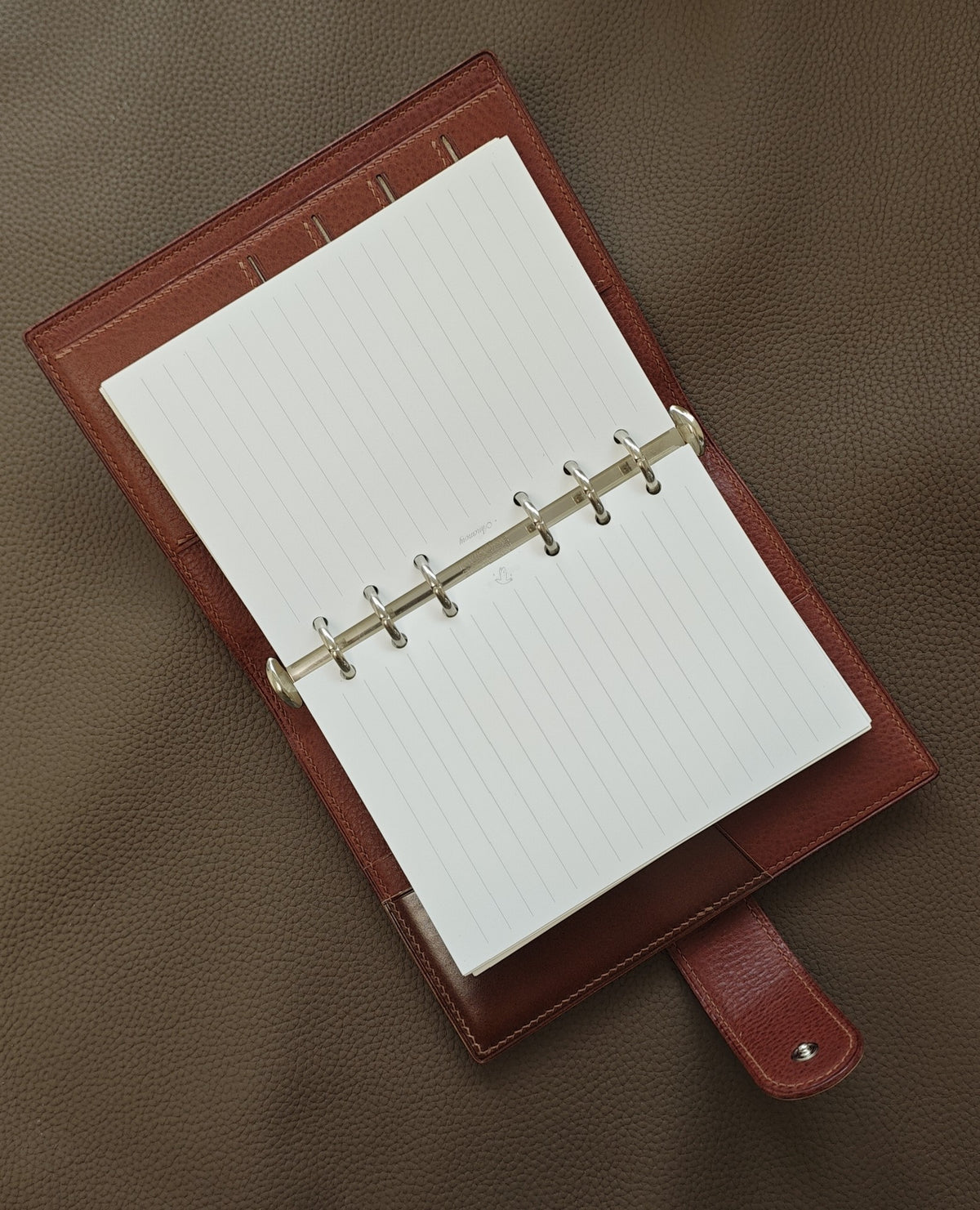 Cordovan Leather Six Ring Binder Organizer