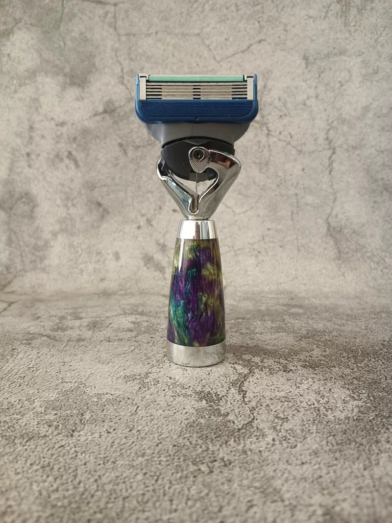 Mini Travel Razor with Marbled Handle