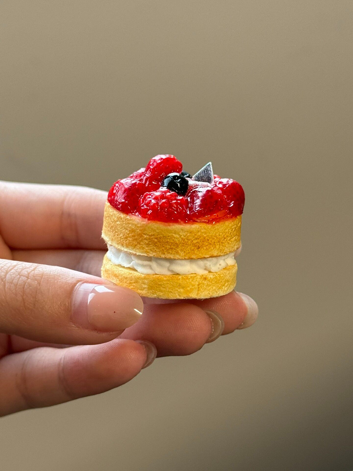Clay Berry Cake Miniature Pendant