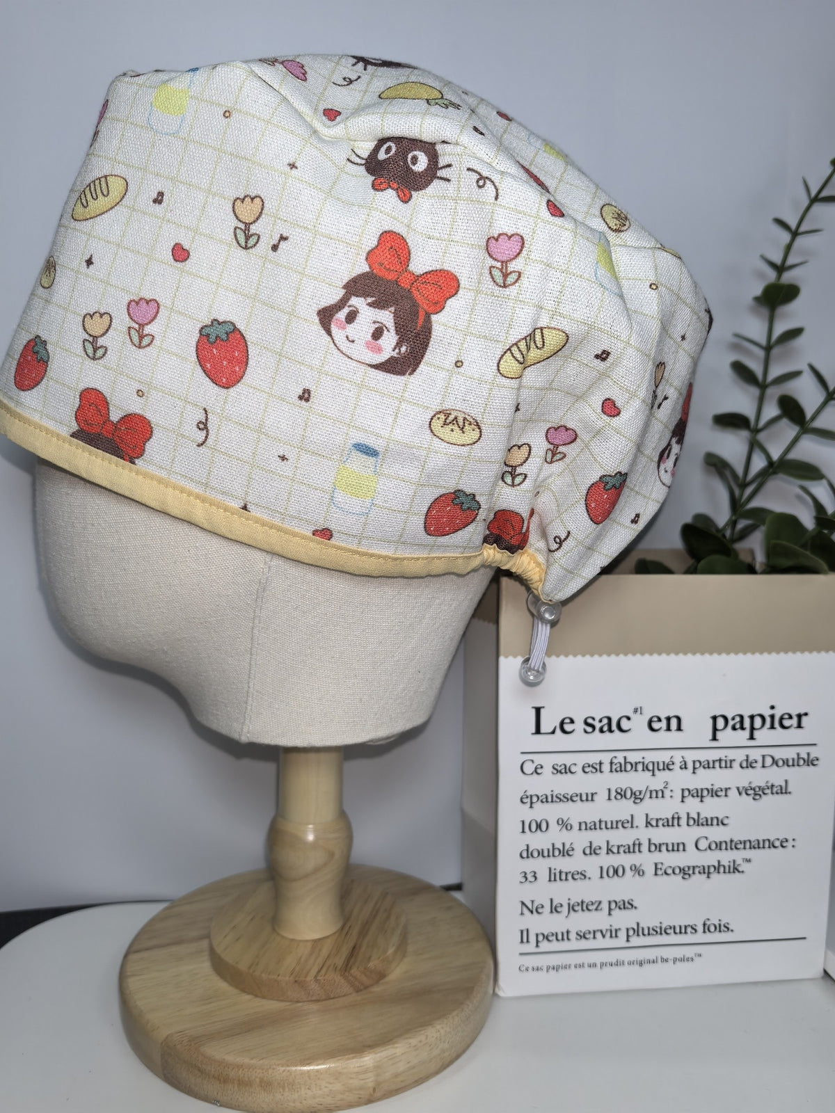 Cotton Linen Strawberry Print Adjustable Cap