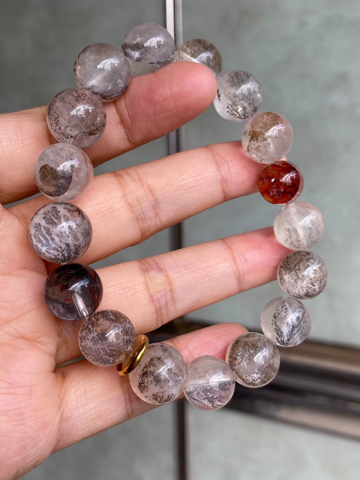 Armband mit Dendritenquarz-Kristallperlen