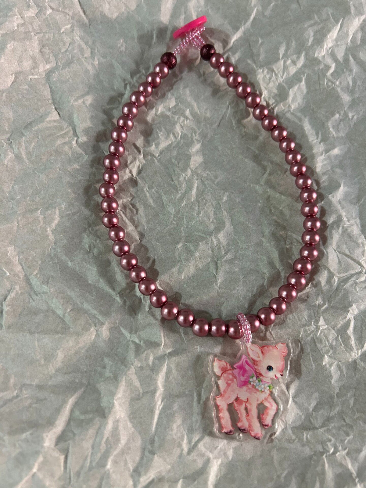 Rose Pink Beaded Pearl Necklace