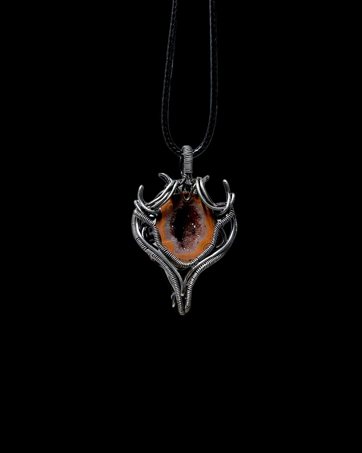 Warring States Agate Geode Wire Wrapped Necklace